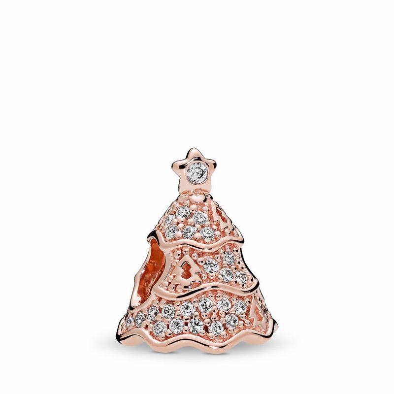 Pandora Rose™ Twinkling Christmas Tree Charm Ireland - Pandora Rose/Cubic Zirconia - 284791NJL